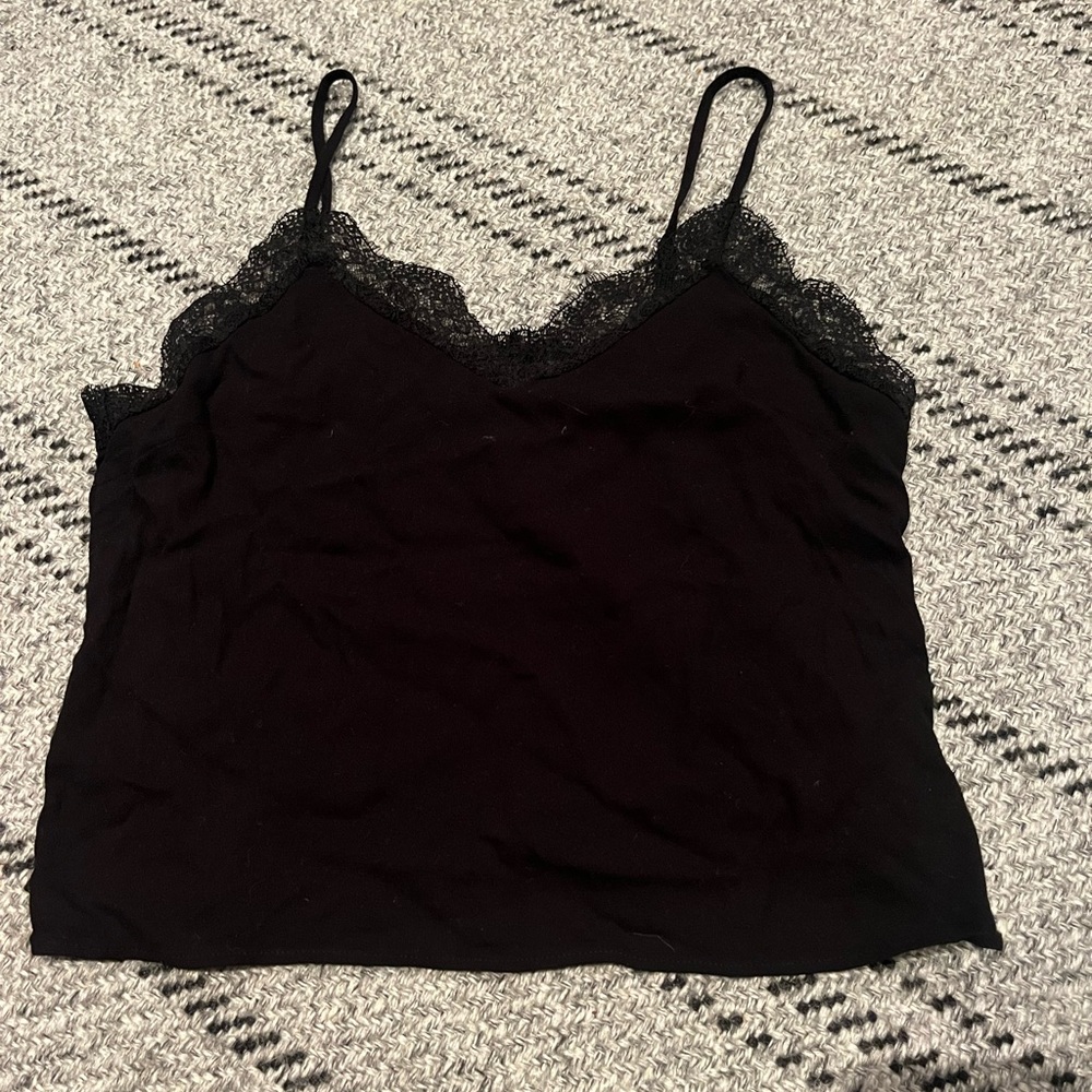 forever 21 black lace trim blouse top